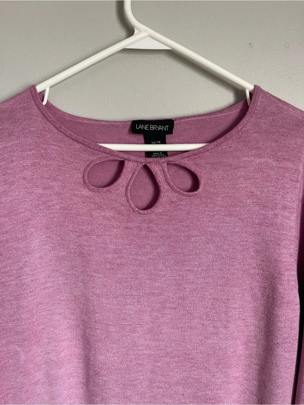 LANE BRYANT |  Pink Cutout Neck Knit Sweater Sz 14/16